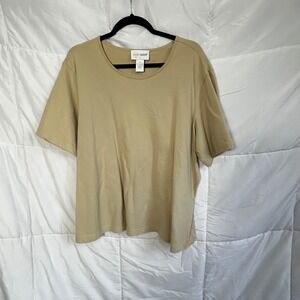 Sport Savvy Women's 3X Tan Short Sleeve Crew Neck T Shirt Cotton Spandex